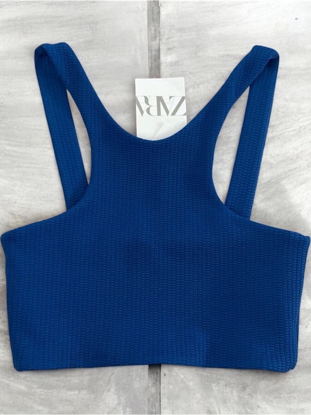 Zara Cobalt Ribbed Crop Tank Top Size Small